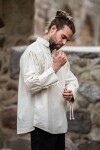Camicia pirata "Claude" con polsini allacciati Naturale L