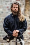 Camisa pirata "Claude" con puños de encaje Negro S