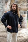 Camisa pirata "Claude" con puños de encaje Negro S