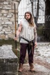 Ärmelloses Stehkragen-Schnürhemd "Louis" Natur S