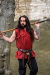 Ärmelloses Stehkragen-Schnürhemd "Louis" Rot XL