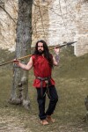 Ärmelloses Stehkragen-Schnürhemd "Louis" Rot XL
