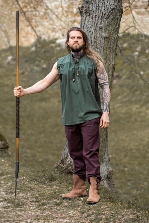 Camicia senza maniche con collo alto e collo allacciato "Louis" Verde XXL