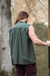 Camicia senza maniche con collo alto e collo allacciato "Louis" Verde XXL
