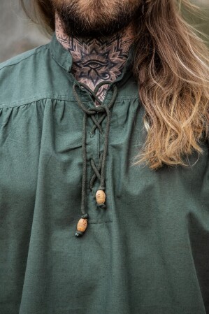 Chemise sans manches à col montant et à dentelle "Louis" Vert M