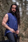 Ärmelloses Stehkragen-Schnürhemd "Louis" Blau XXXL