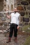 Ärmelloses Stehkragen-Schnürhemd "Louis" Weiß XXL