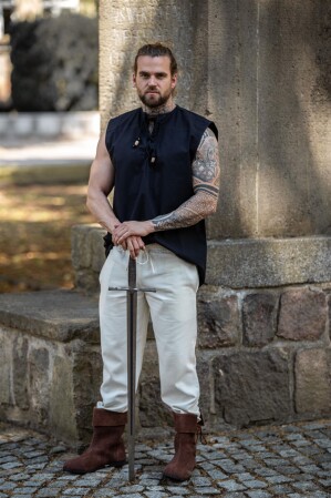 Sleeveless medieval lace-up shirt "Jean" Black XXL