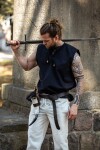 Chemise médiévale sans manches à lacets "Jean" Noir M