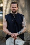 Chemise médiévale sans manches à lacets "Jean" Noir M