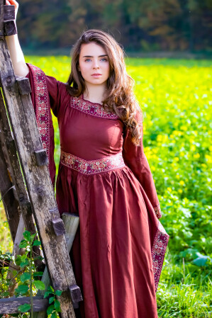 Precious viscose dress burgundy Red XXXL
