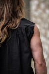 Ärmelloses Stehkragen-Schnürhemd "Louis" Schwarz XXL