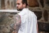 Sleeveless stand-up collar lace-up shirt "Louis" White S