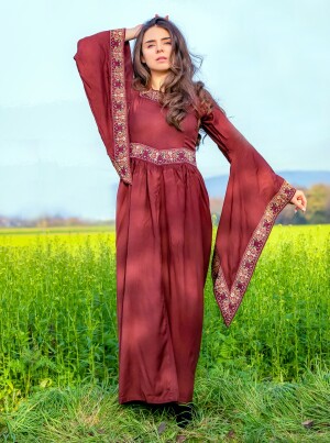 Vestido de viscosa noble burdeos XS