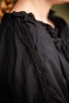 Blusa medieval de manga corta "Sandra" Negro S