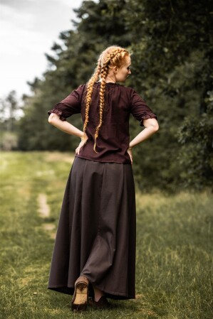 Blusa medieval de manga corta "Sandra" Marrón oscuro XL