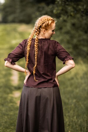 Medieval short sleeve blouse "Sandra" Dark brown XXL