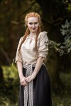 Mittelalter Kurzarmbluse "Sandra" Hanffarben M