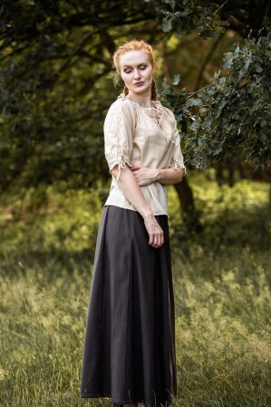 Blouse médiévale à manches courtes "Sandra" Chanvre L