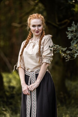 Mittelalter Kurzarmbluse "Sandra" Hanffarben XXL