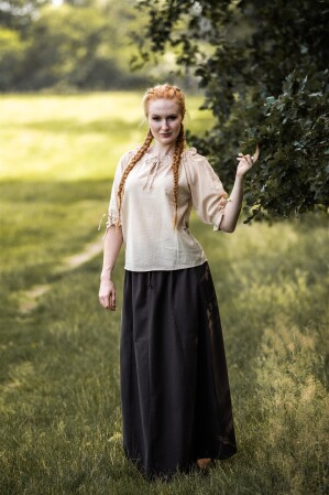 Mittelalter Kurzarmbluse "Sandra" Hanffarben XXL