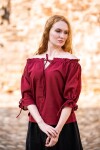 Mittelalter Kurzarmbluse "Sandra" Rot XS