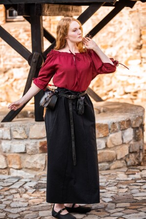 Blouse médiévale à manches courtes "Sandra" Rouge L