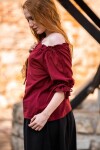 Blouse médiévale à manches courtes "Sandra" Rouge L