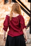 Blouse médiévale à manches courtes "Sandra" Rouge L
