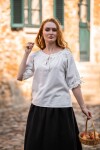 Mittelalter Kurzarmbluse "Sandra" Natur XS
