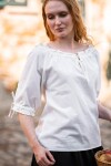Blusa medieval de manga corta "Sandra" Natural S