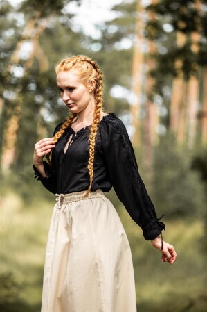 Blusa medieval con encaje "Bettina" Negro XS