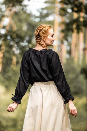 Blusa medieval con encaje "Bettina" Negro XS