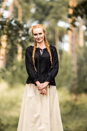Blusa medieval con encaje "Bettina" Negro XS