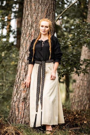 Mittelalterbluse mit Spitze "Bettina" Schwarz M