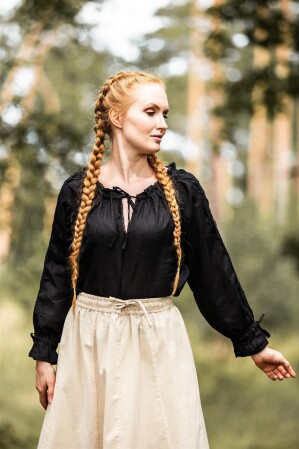 Blusa medieval con encaje "Bettina" Negro XL