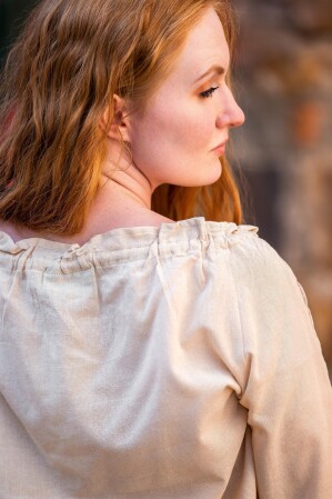 Blusa medieval con encaje "Bettina"  Cáñamo XXL