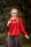 Blusa medieval con encaje "Bettina" roja S