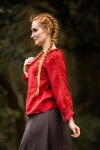 Blusa medieval con encaje "Bettina" roja S
