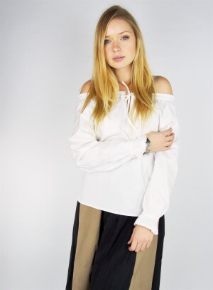 Medieval blouse with lace "Bettina" White XS