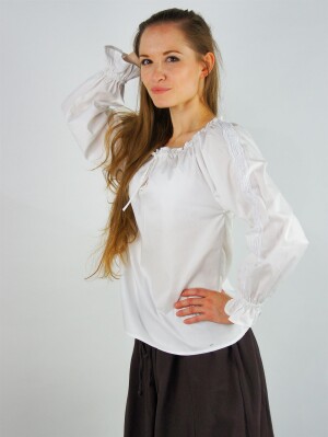Medieval blouse with lace "Bettina" White XS