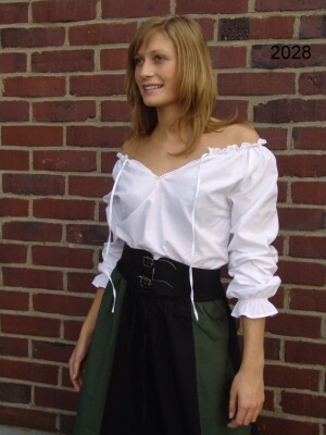 Medieval blouse with lace "Bettina" White XS