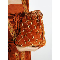 9024 noble velvet bag with decoration, terracotta
