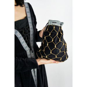9025 noble velvet bag with decoration, black