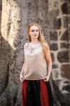 Blouse dété sans manches "Adele" chanvre couleur Rouge M