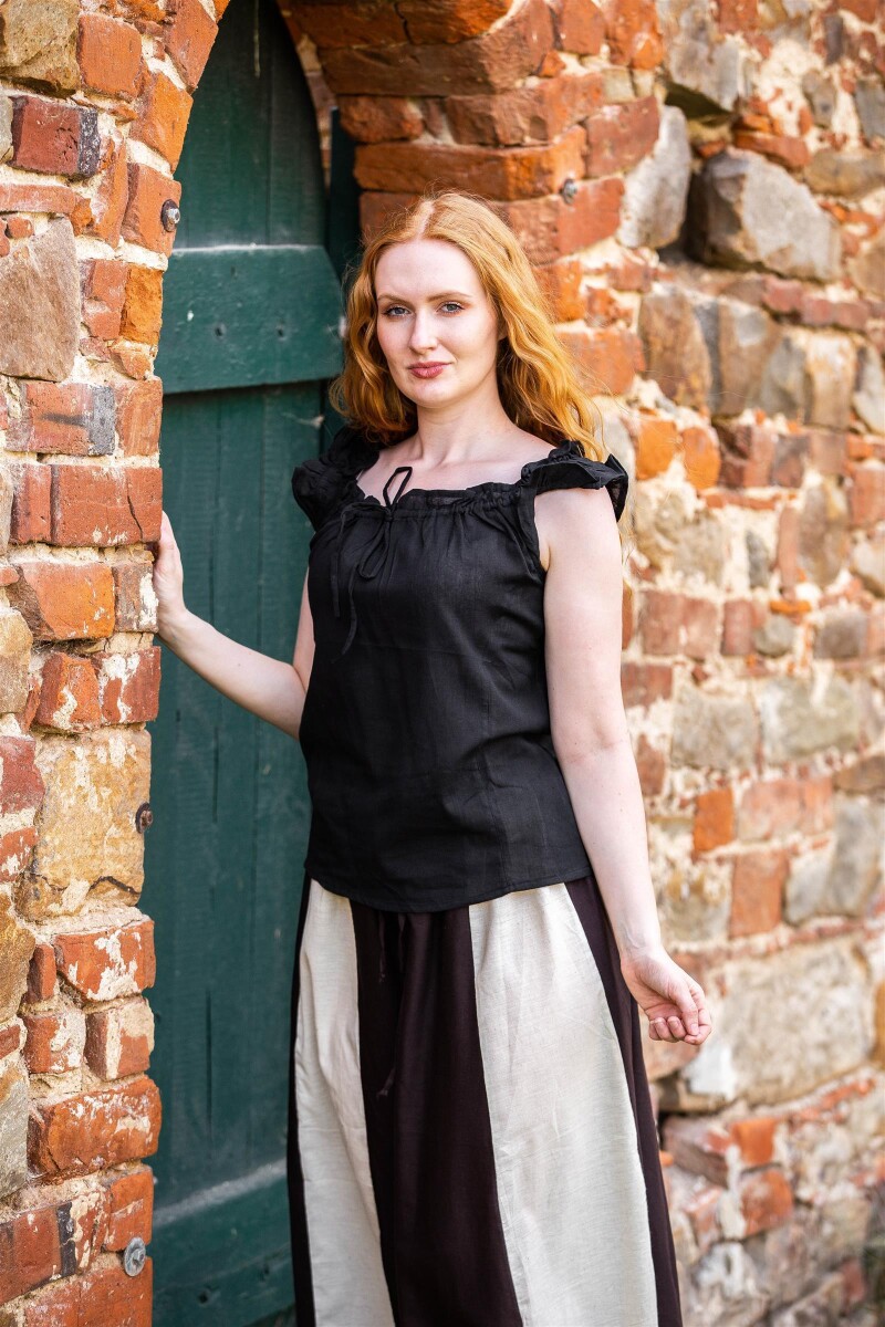 Sommerbluse mit Rüsche "Lotte" Schwarz XS
