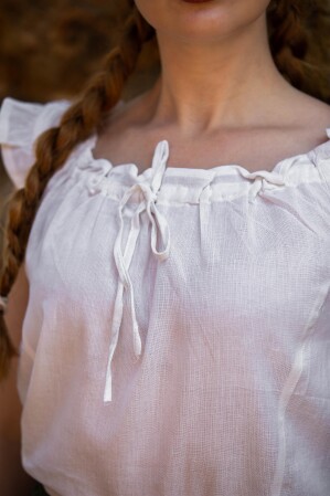Sommerbluse mit Rüsche "Lotte" Weiß XS
