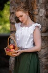 Sommerbluse mit Rüsche "Lotte" Weiß XS