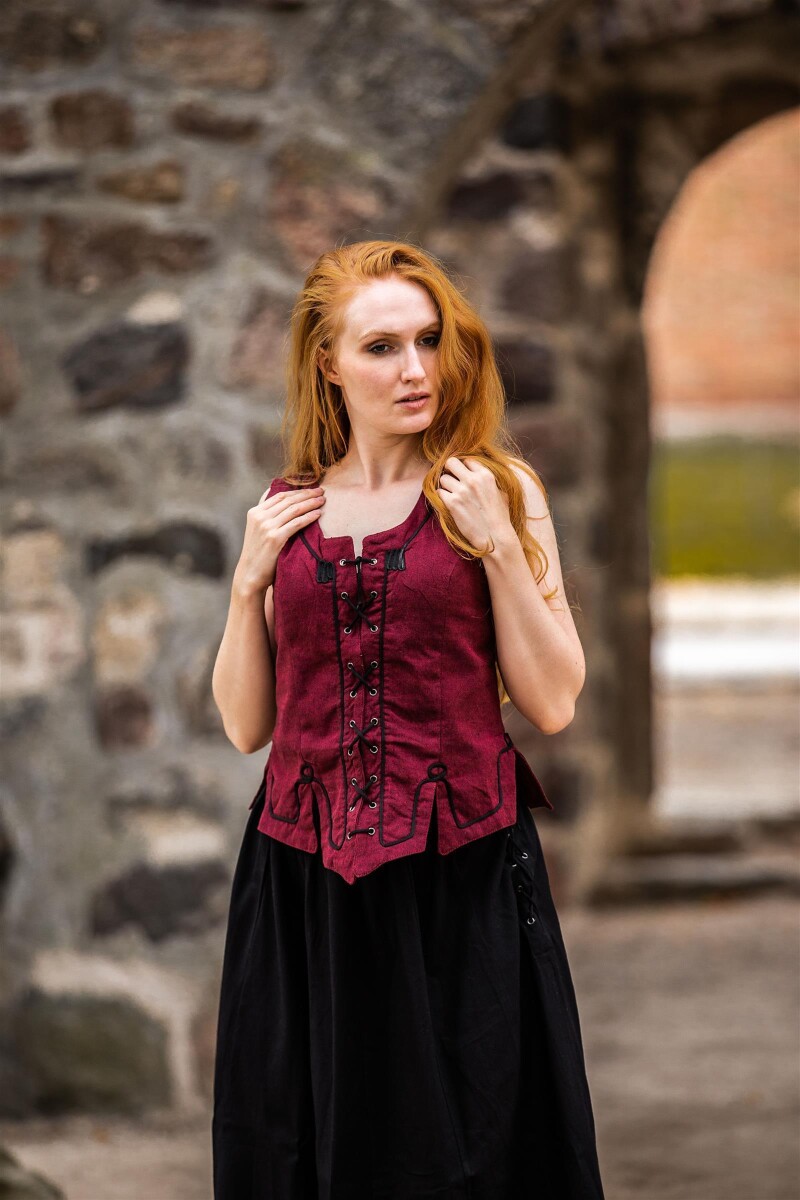 Gilet corsage avec broderie "Selma" Rouge M