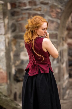 Gilet corsage avec broderie "Selma" Rouge M